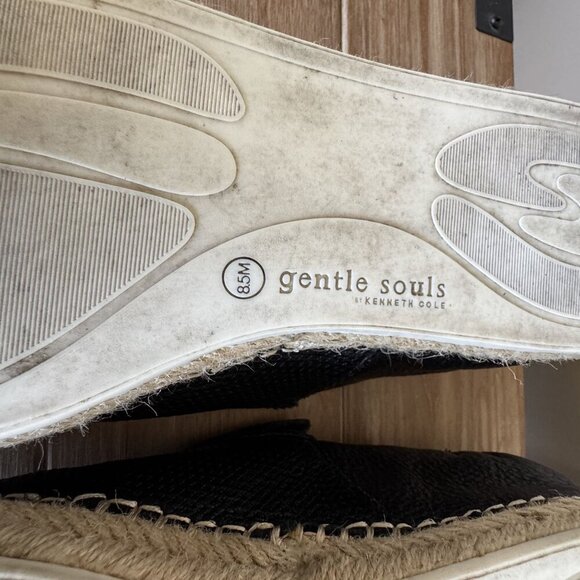 Gentle Souls Lizzy Slip On Black Pebbled Leather Espadrille Loafers Size 8.5 - Picture 14 of 14